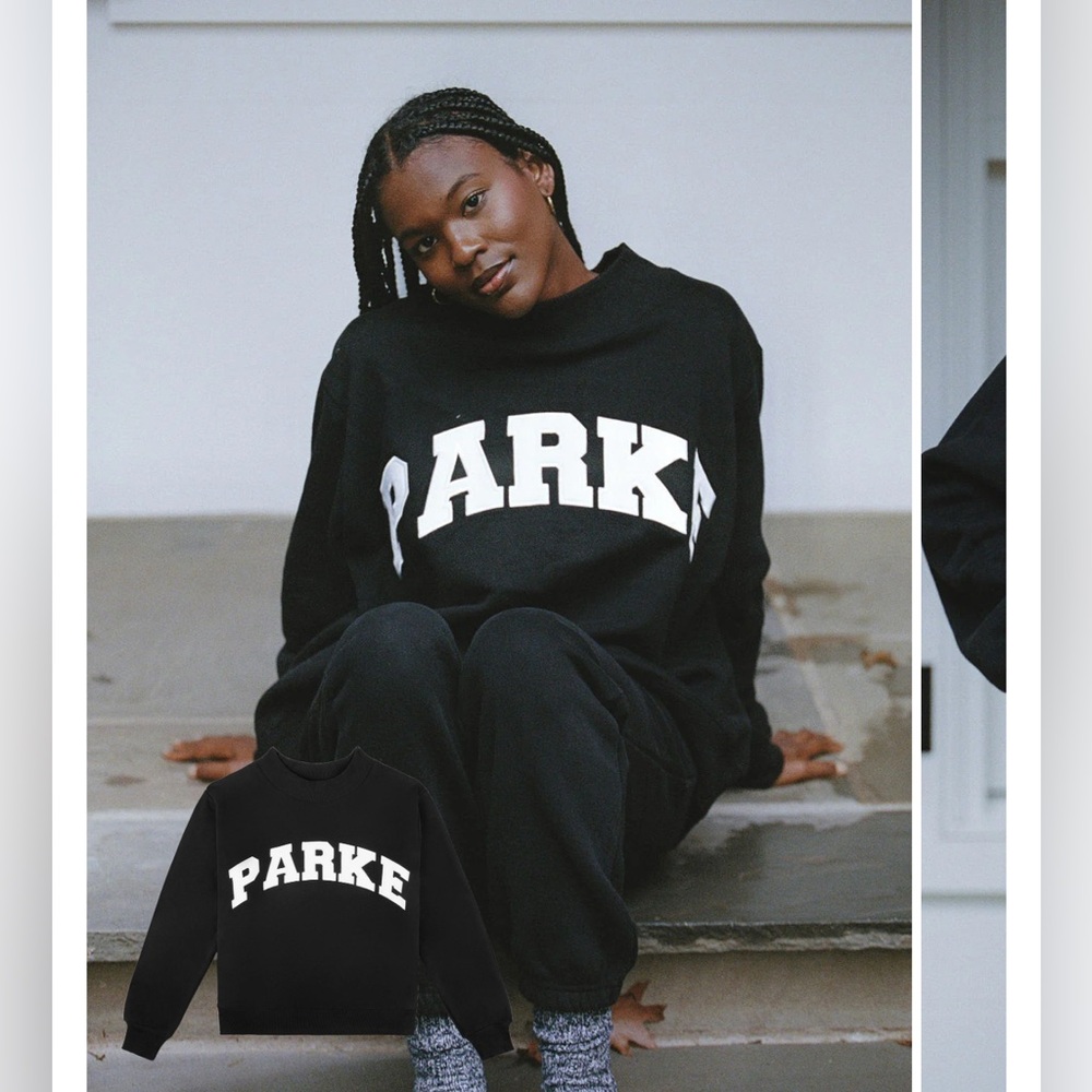 Parke black and white mockneck